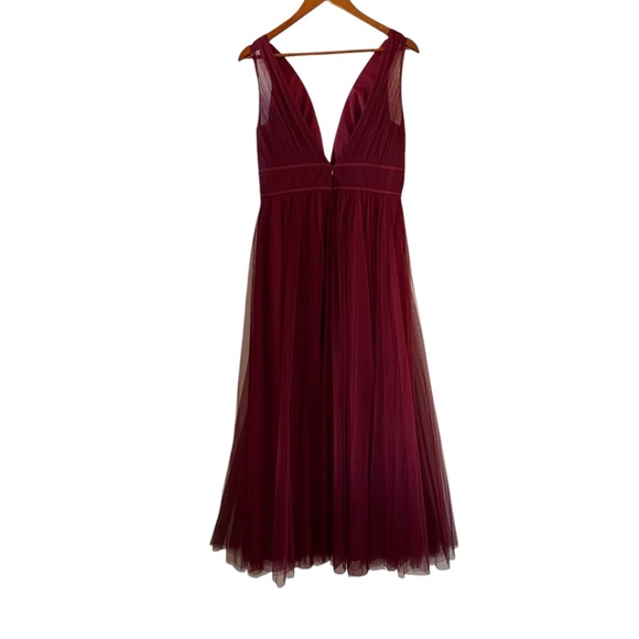 Jenny Yoo Collection Sarita Tulle Maxi Gown/Dress In Rich Cabernet Size 12 - Picture 1 of 16